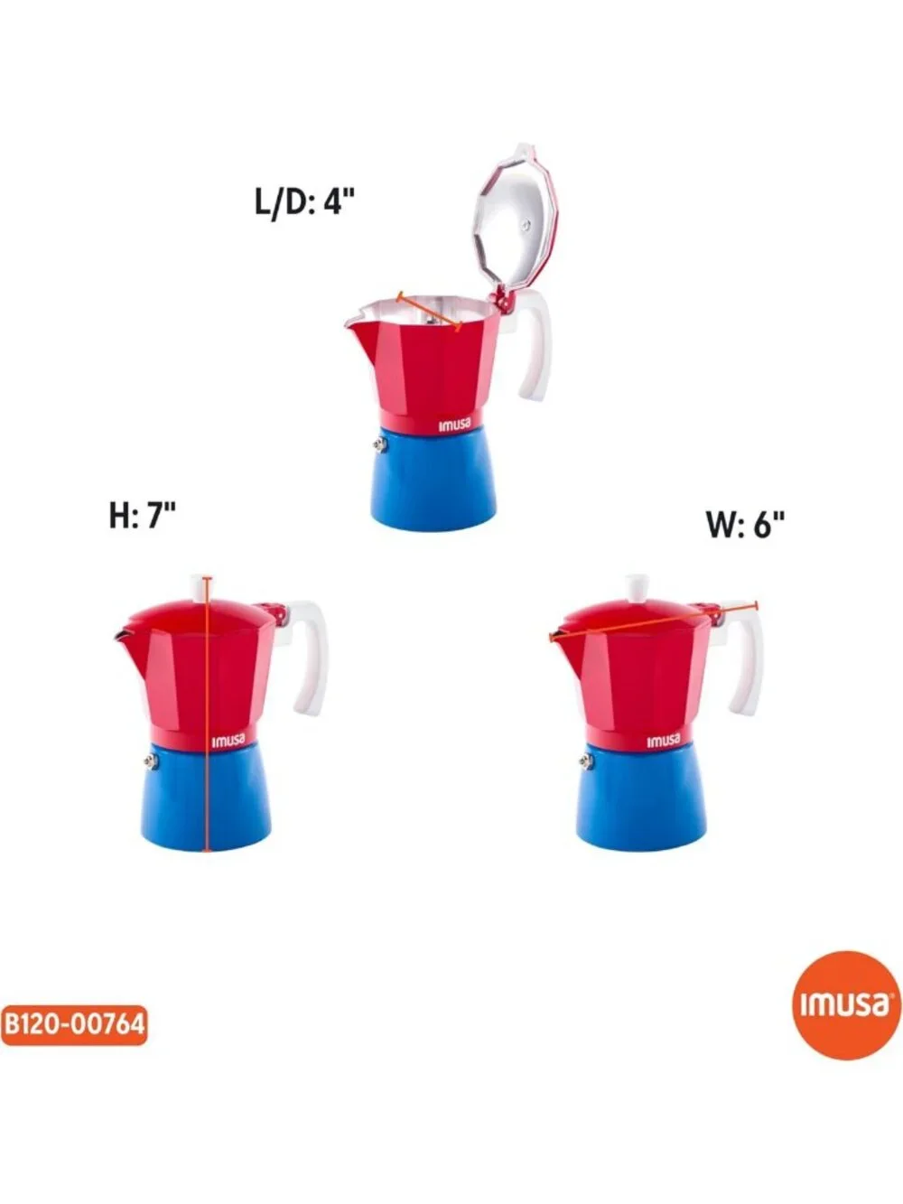 6-Cup Caribbean Cast Aluminum Stovetop Coffee Maker - Durable, Stylish
